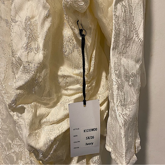 Ivory Brocade Wedding Swing Dress - Picture 10 of 12